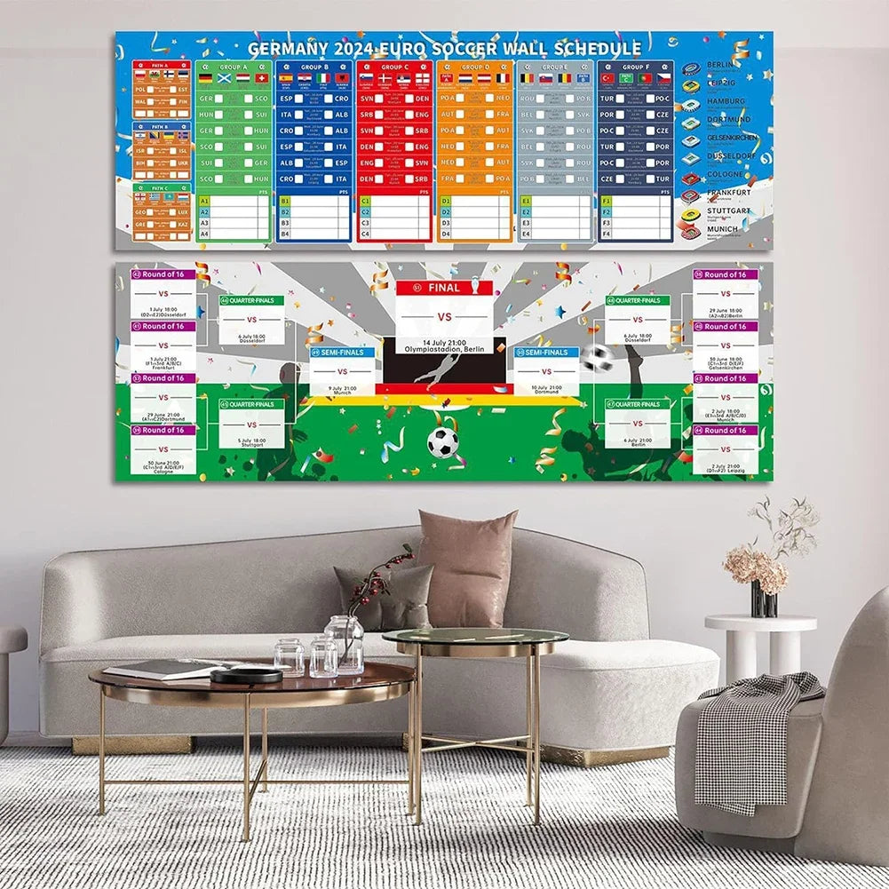 Deutschland 2024 EM Fußball-Wanddiagramm - Der ultimative Zeitplan- und Ergebnisverfolger für die Europameisterschaft