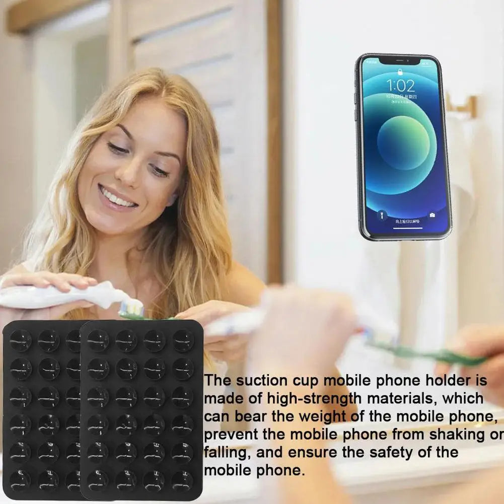 Multifunctional Mobile Phone Silicone Suction Cup 24 Square Mobile Phone Single-Sided Case Anti-Slip Holder Mount Suction