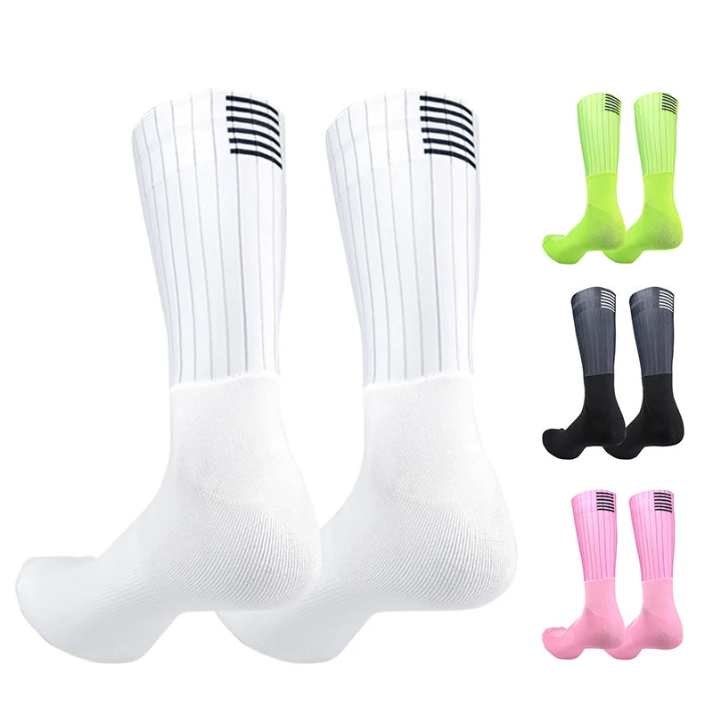 Pro Team Aero Radsocken: Anti-Slip nahtlose Silikon Laufsport- und Rennradsocken