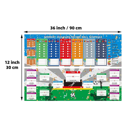 Deutschland 2024 EM Fußball-Wanddiagramm - Der ultimative Zeitplan- und Ergebnisverfolger für die Europameisterschaft