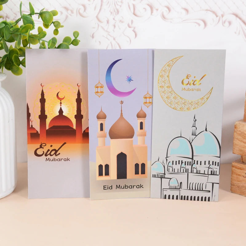 6Pcs Eid Mubarak Umschläge Geld Geschenk Karte Halter Ramadan Mubarak Dekoration 2023 Islamischen Muslim Eid Al-fitr Einladung liefert